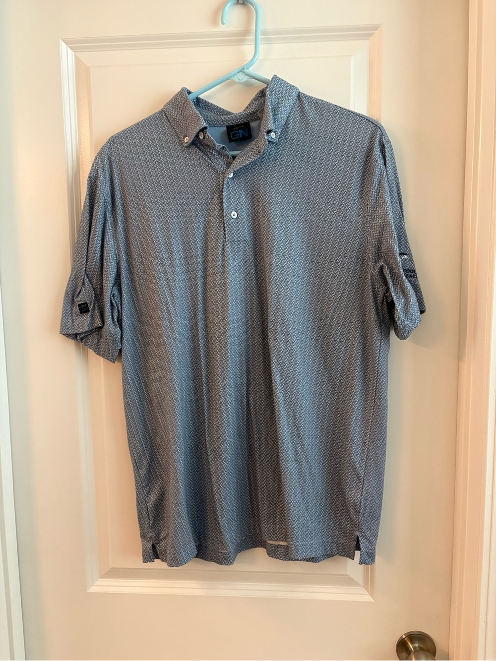 Greg Norman Collection Light Blue Geometric Button-Down Polo